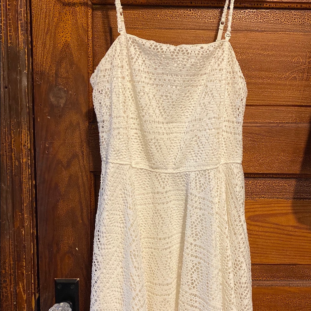 Ivory convertible dress with embroidery detail